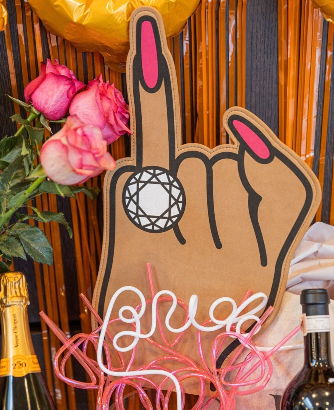"Put A Ring On It" Bachelorette Foam Finger - Light Brown-Bachelorette "Put A Ring On It" Foam Finger-Brown Skin Bride